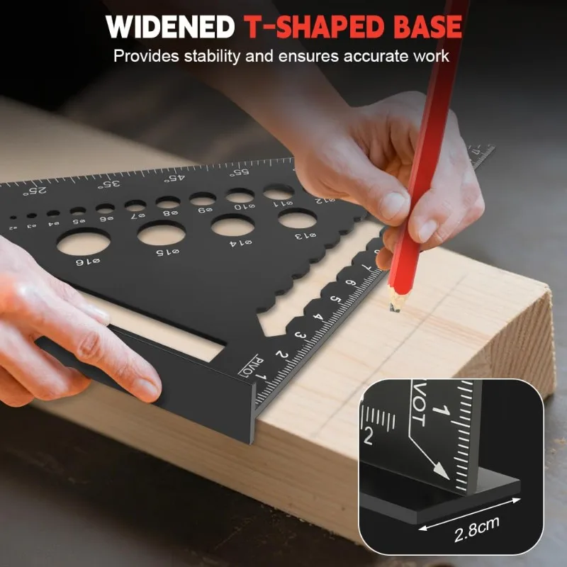 7 Inch Triangle Ruler Measurement Tool Aluminium Alloy Carpenter Tools Inch Metric Angle Ruler Speed Square Woodworking Tools