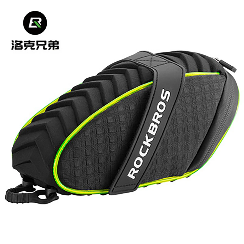 ROCKBROS Reflective Bicycle Saddle Bag, 3D Shell, Rainproof, Shockproof, Cycling Rear Seatpost, MTB Bike Accessories