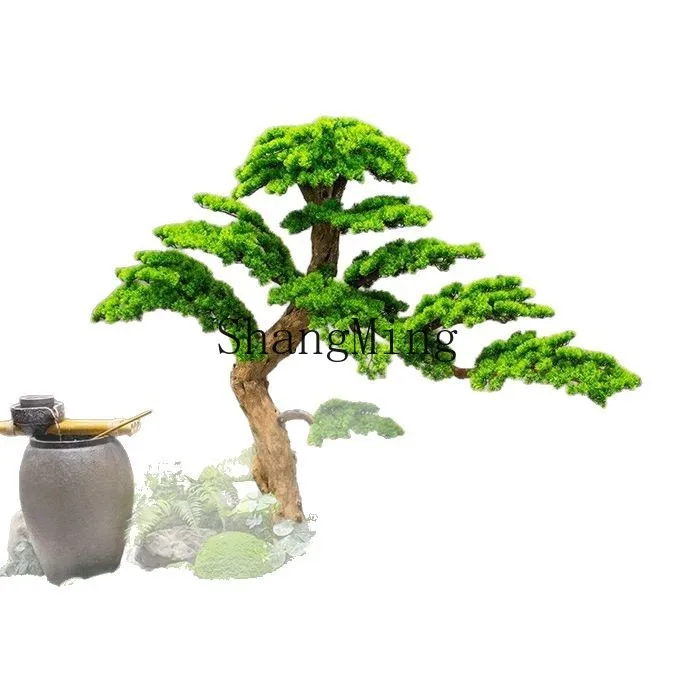 CL  New Chinese Green Plant LandscapeWelcome Pine False Pine Large Decorative Tree Hotel Zen Landscape Ornament Entrance