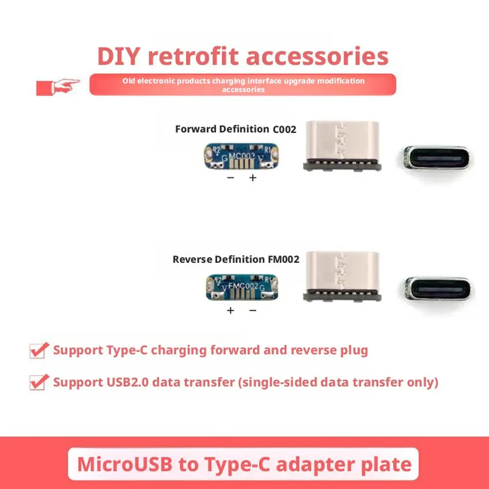 5pcs M85K Micro USB to Type C Adapter Set USB Connector Type C Female Jack 5Pin SMD For PCB Soldering DIY Repair Adapter view 4