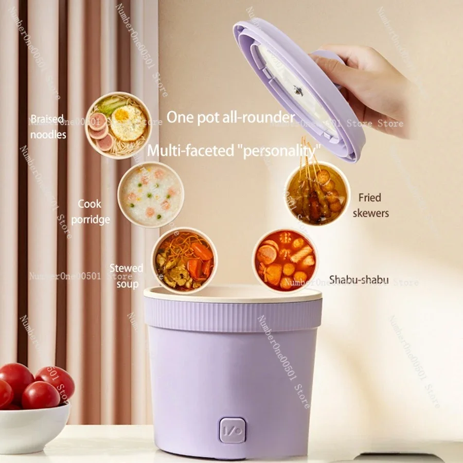 110V Multi Function Electric Pot Compact Dorm Instant Noodle Cooker Small Frying Pan for Home Cooking -095