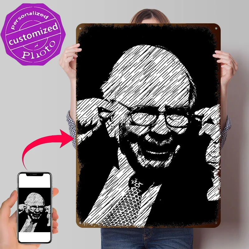 Warrent Buffett 3D Texture Metal Poster Customized Wall Art Tin Sign Gift for Mancave Vintage Retro Decoration Room Decor Men