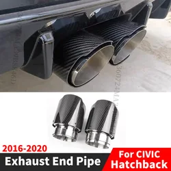 Carbon Fiber Exhaust End Pipe Tip For Honda CIVIC FK7 FK4 Hatchback 2016-2020 10th Gen Tail Mouth Body Kit Tuning Accessories