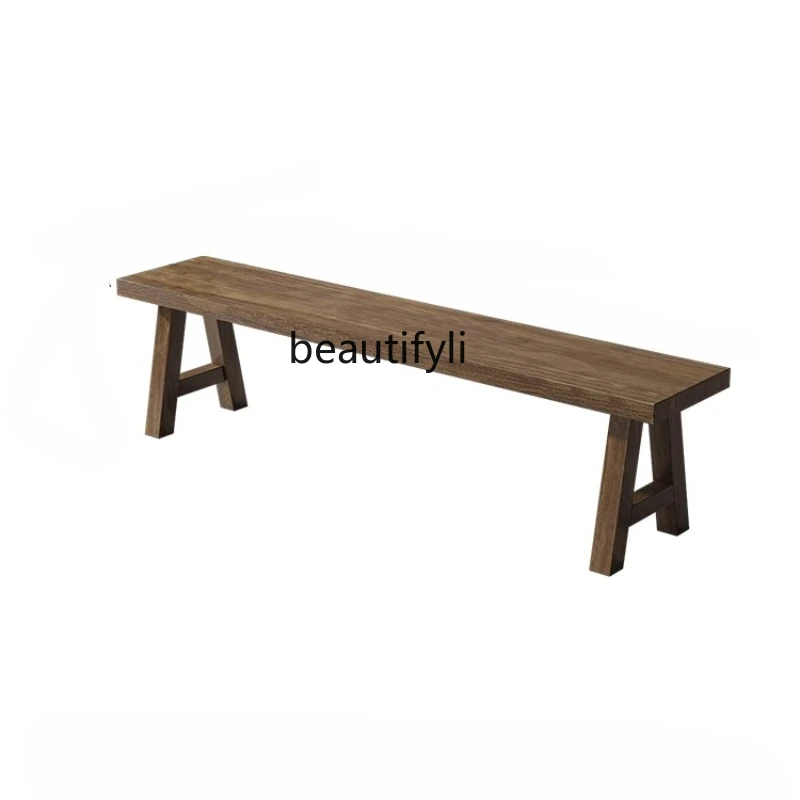 

Solid Wood Bench Household Living Room Desk Long Stool Simple Office Creativity Log Long Bench Door Shoe Changing Stool