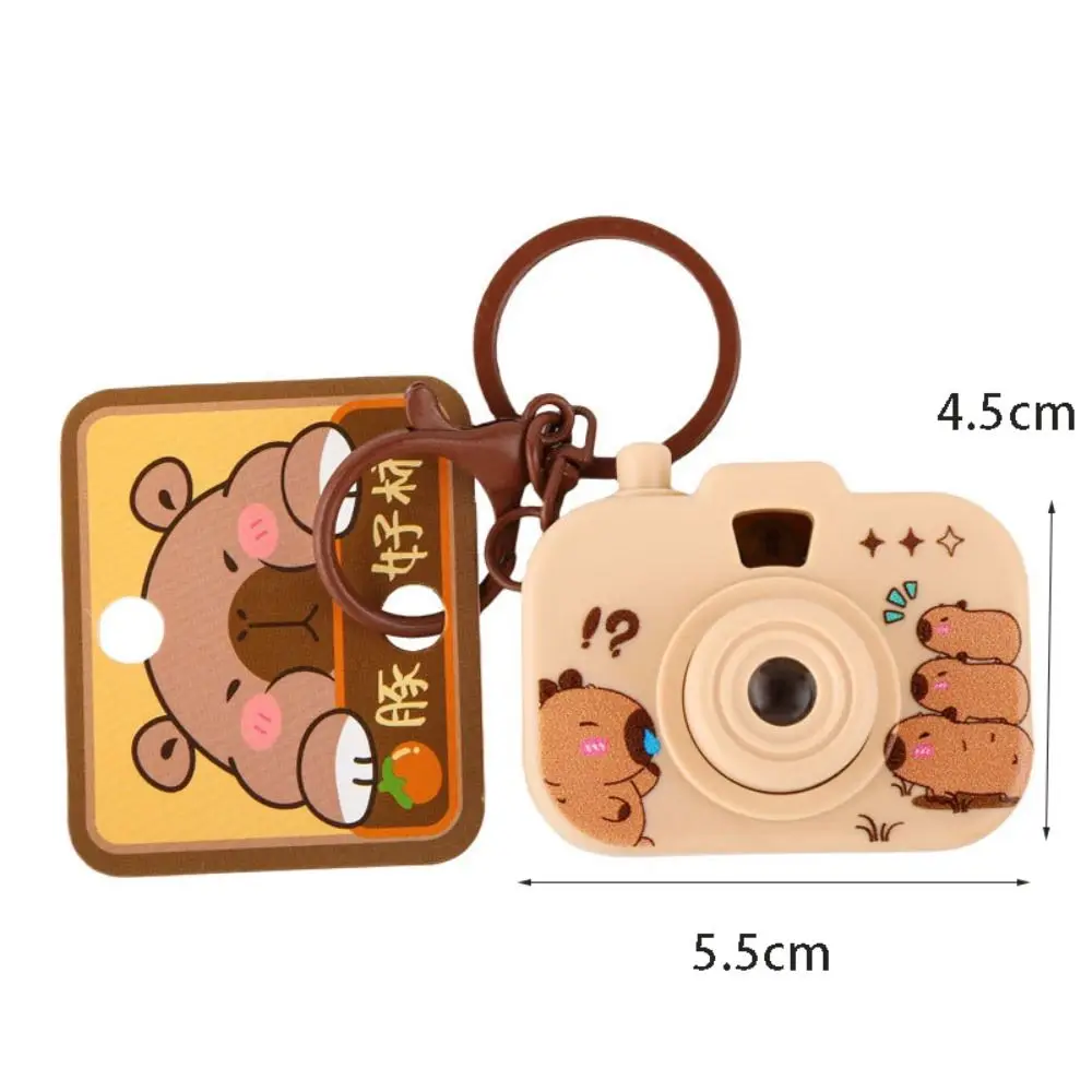 New Capybara Projection Camera Keychain Kawaii Cartoon Mini Camera Keyring Luminous Creative Backpack Pendant