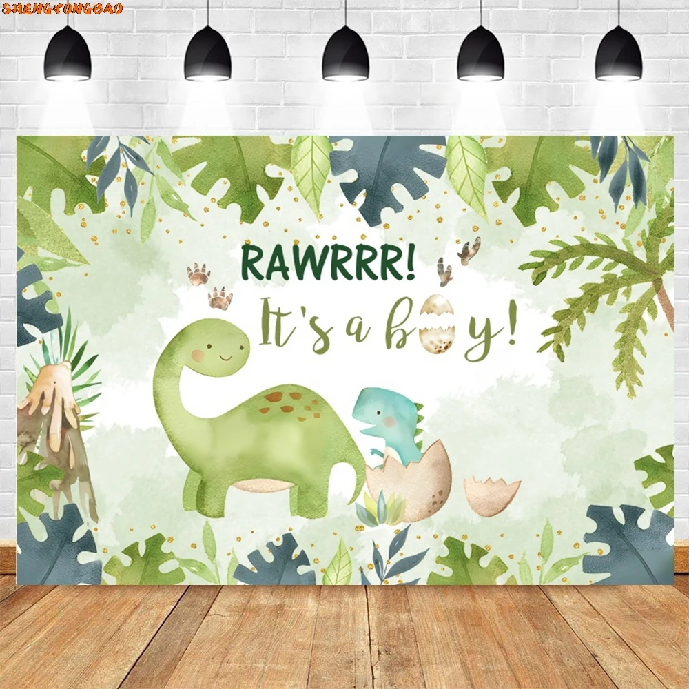 Toile de fond de photographie de thème de parc de dinosaure pour la fête d'anniversaire de garçon et de fille, accessoires de décor de douche de bébé de nouveau-né