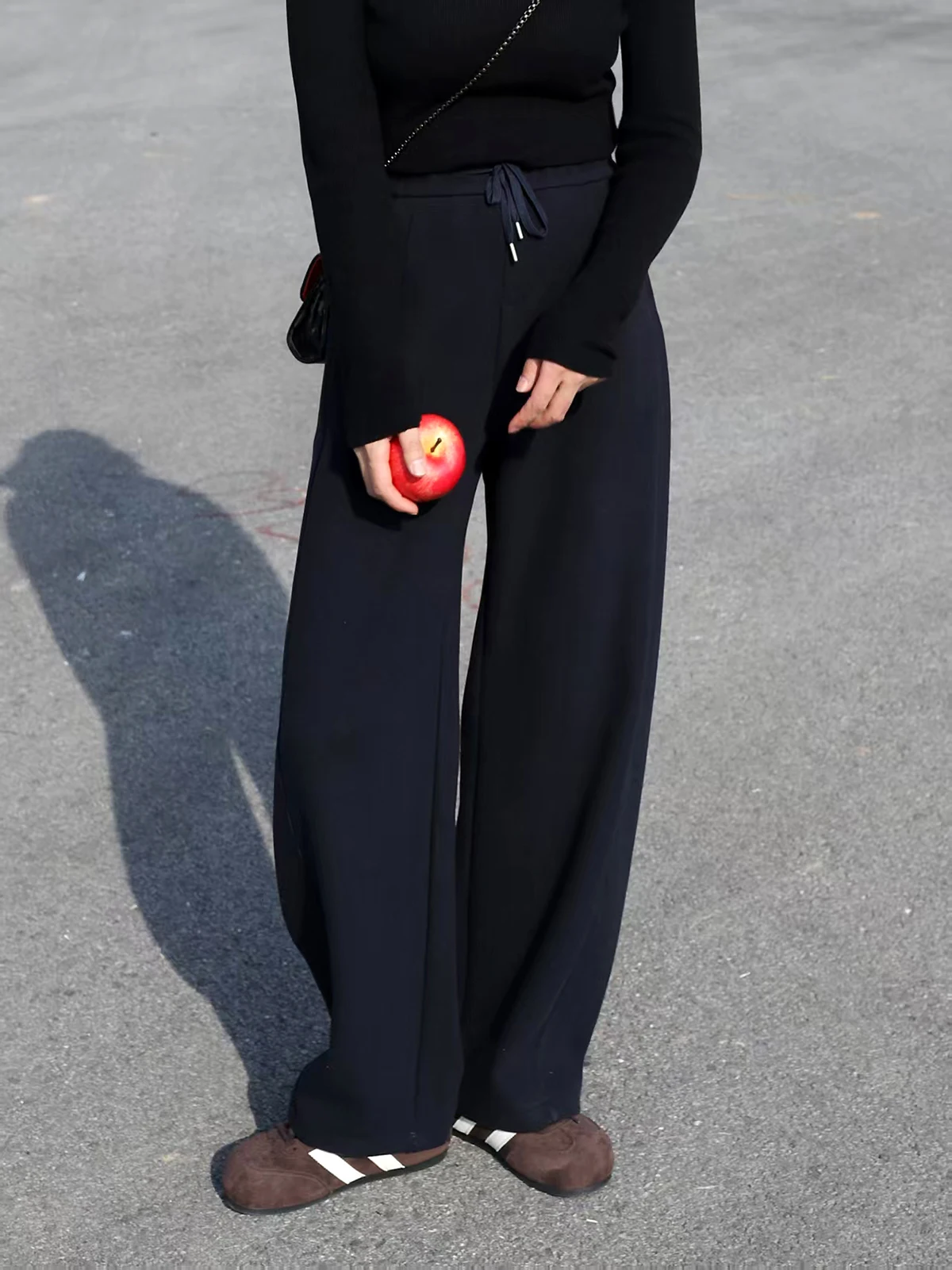 

Comfortable Thi Wool Silk Knitted Wide Leg Pants Women's Autumn Winter Casual Dstring Sports Leisure Trousers