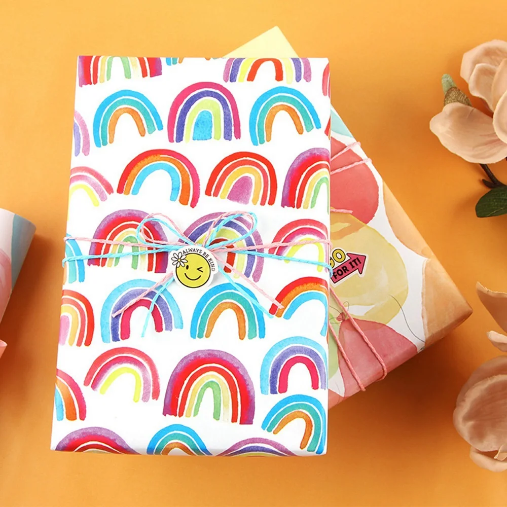 Super Sale 12 Sheets Gift Wrapping Paper Set, Rainbow Birthday Wrapping Paper Gift Wraps for Birthday, Valentines, Easter
