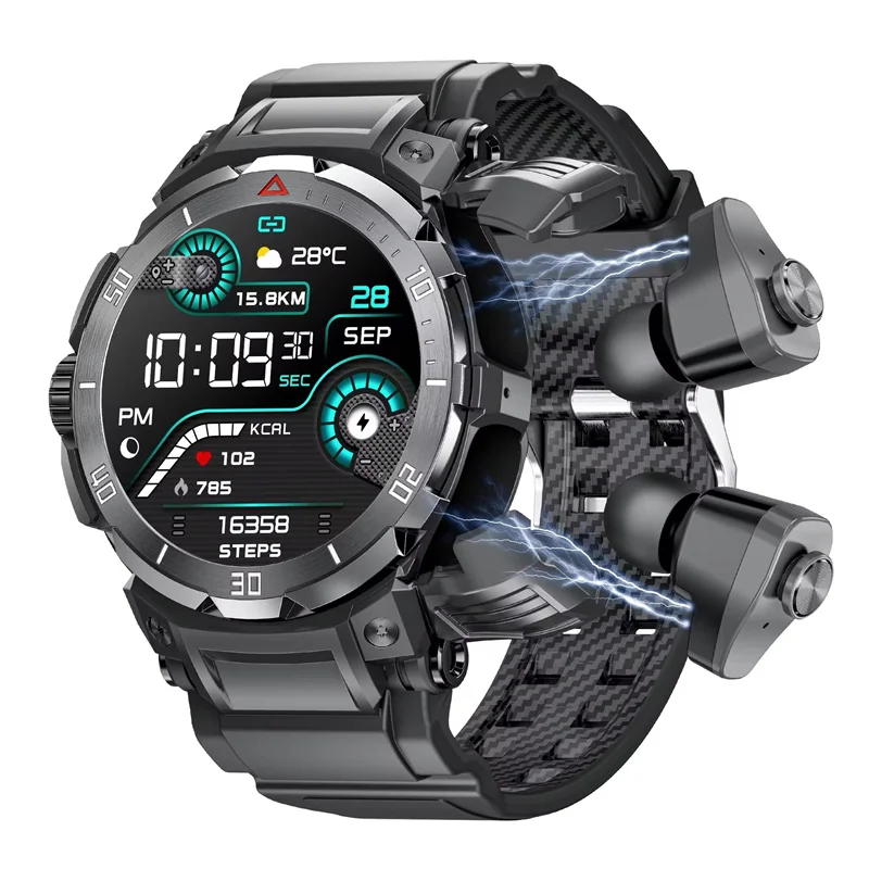 GT100 Pro سماعة أذن ذكية ، كومبو TWS لاسلكي ، سماعات أذن بلوتوث تتحدث ، سماعة تشغيل الموسيقى ، 2 في 1 ، ترقية جديدة
