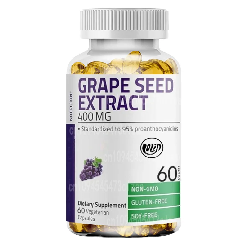 400mg Grape Seed Extract, Antioxidant and Immune Support - Containing 95% Anthocyanins - Non GMO, 60 Vegetarian Capsules