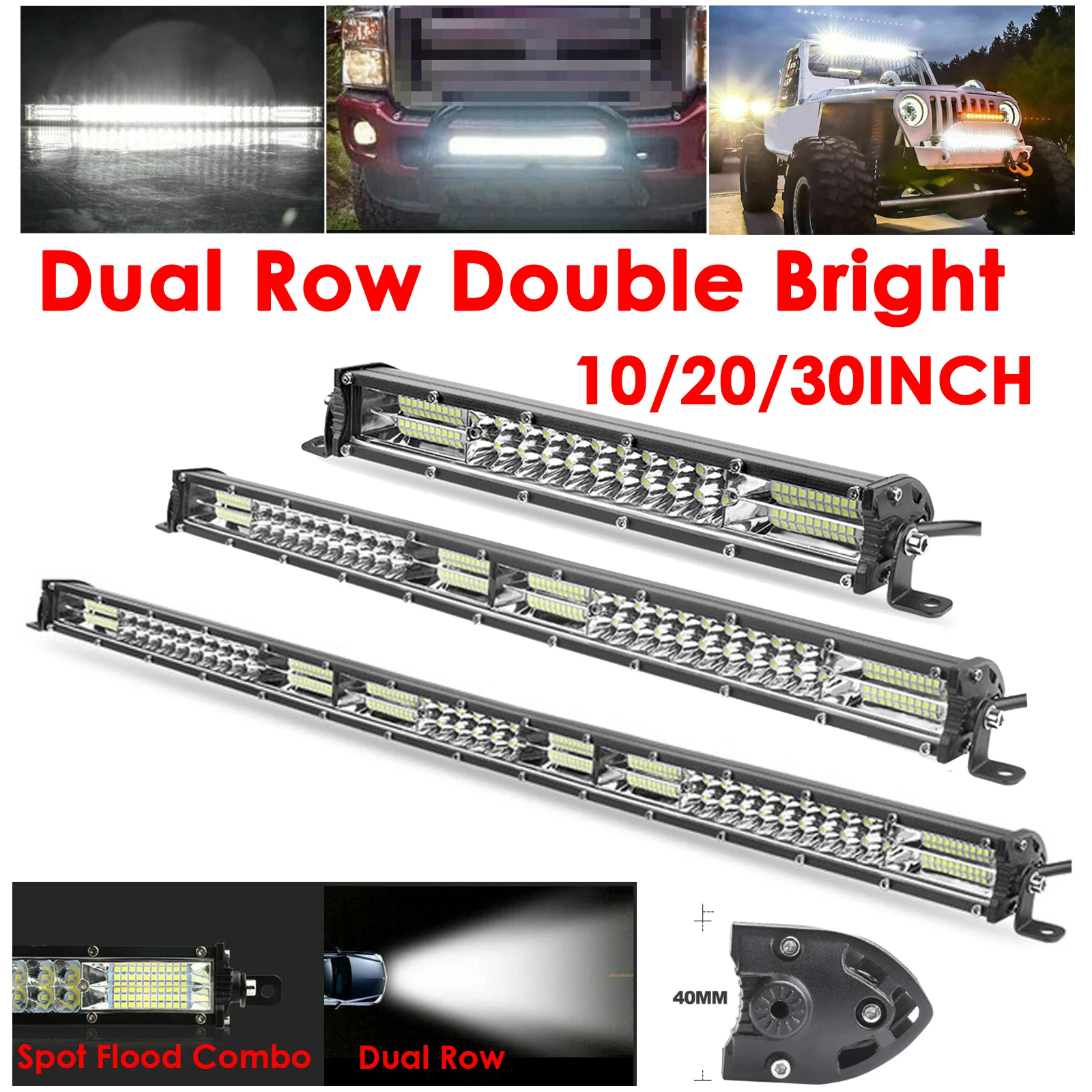 10 20 30 inch 130W 360W 540W LED Work Light Bar Combo 4x4 Offroad LED Light Bar Fog Driving for Tractor Boat 4WD 4x4 Trucks ATV