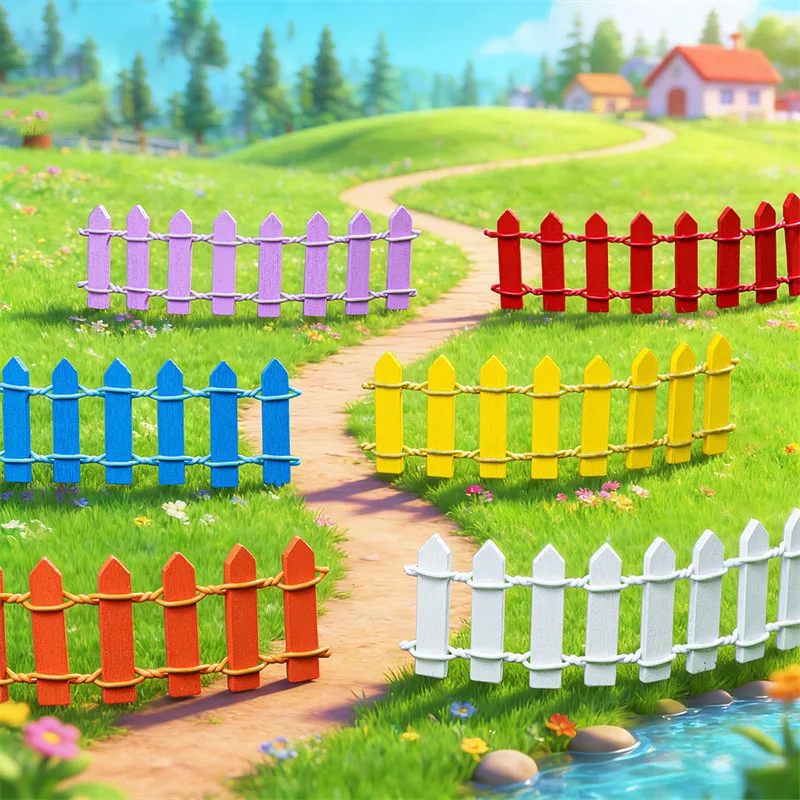 20pcs Miniature Fence Figurines Micro Landscape Ornaments Wood Decorative Picket Fence Fairy Garden Dollhouse Accessories