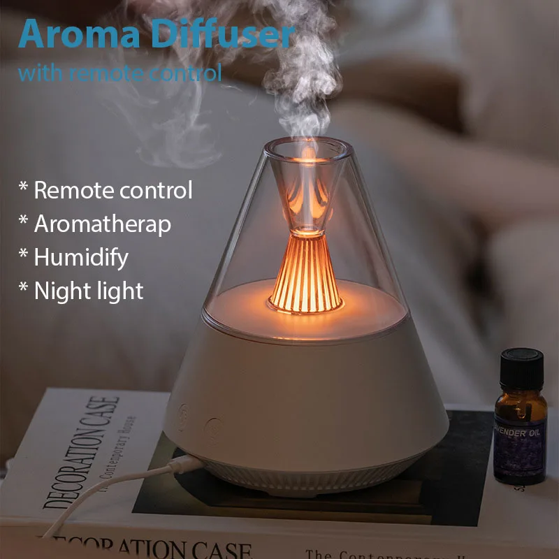 

Volcanic Aroma Diffuser Essential Oil Lamp 150ml USB Portable Air Humidifier with Color Flame Night Light Mist Maker Fogger Home