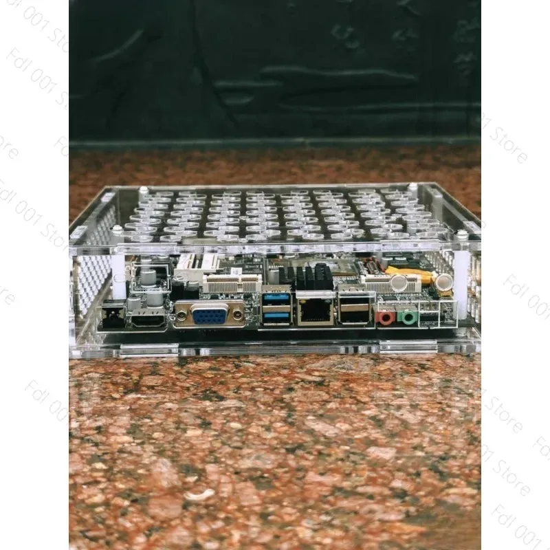 Mini Compact Acrylic Glass DIY ITX Motherboard Case DC Industrial Control Mainboard Portable Chassis