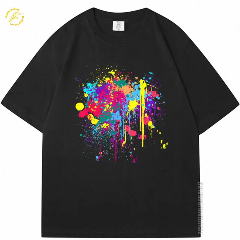 

Colourful Paint Cotton Tshirt Man Splashed Colours T-Shirt XL T Shirt Cotton Man Tee Shirts Abbigliamento Uomo Short Sleeve