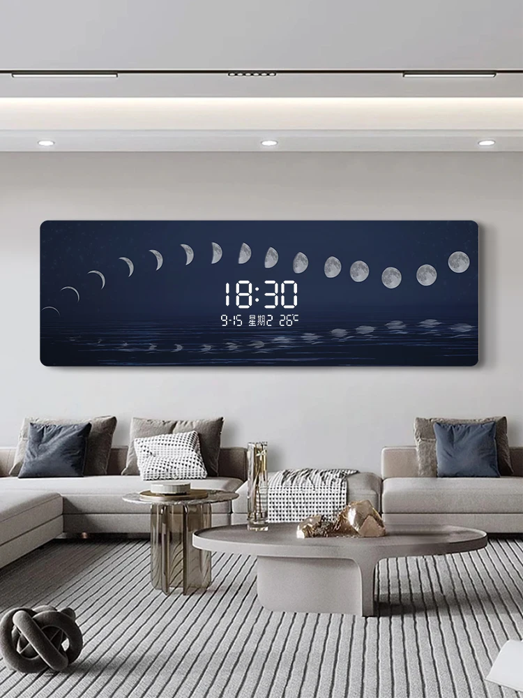 Digital LED Display Electronic Clock, Hanging Wall, Porch Space, Creative Wall Light, Living Room, Plug-in Household Decoration