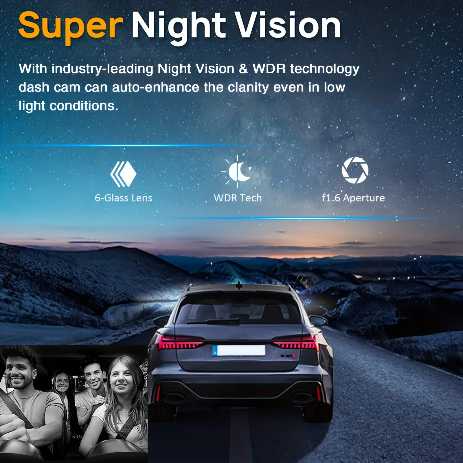 Dual Lens Car DVR 1080P Full HD Night Vision Front Rear View Dash Cam with Motion Detection Loop Recording