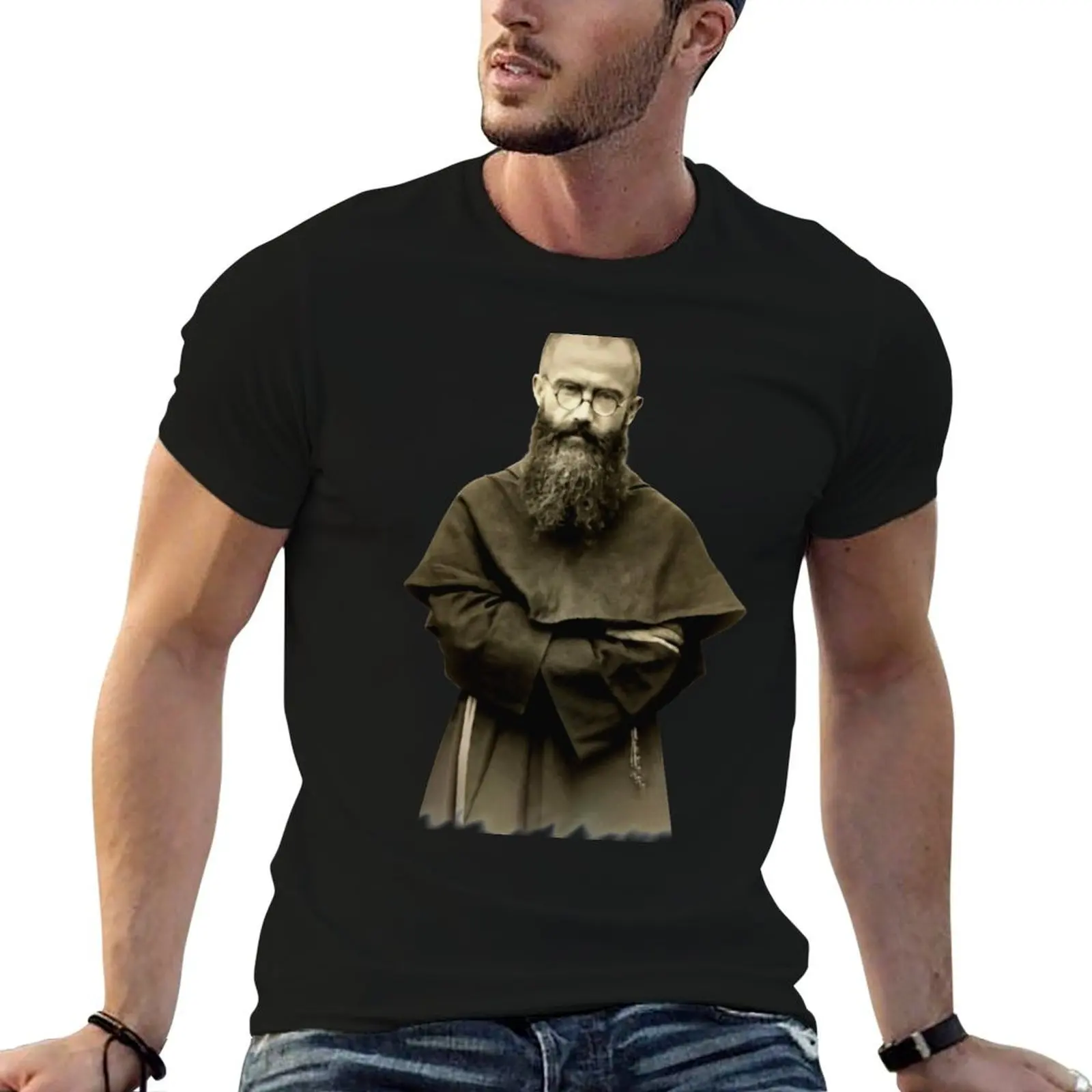 

Saint Maximilian Kolbe T-Shirt street wear shirts graphic tee blue archive shirts men graphic