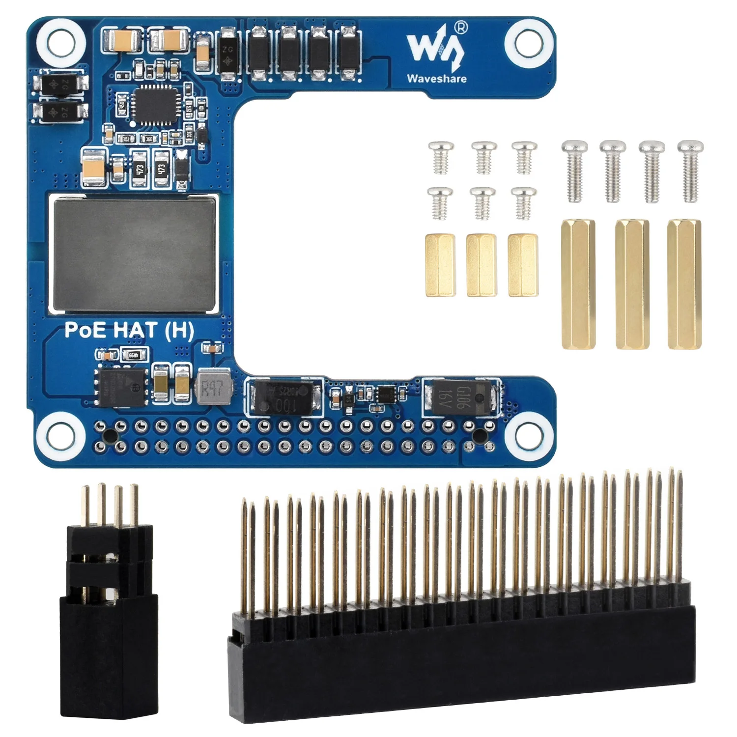 Waveshare Raspberry Pi 5 PoE HAT Power Over Ethernet HAT (H) For Raspberry Pi 5/CM 5, 5V 5A, Isolated Switched-mode Power Supply