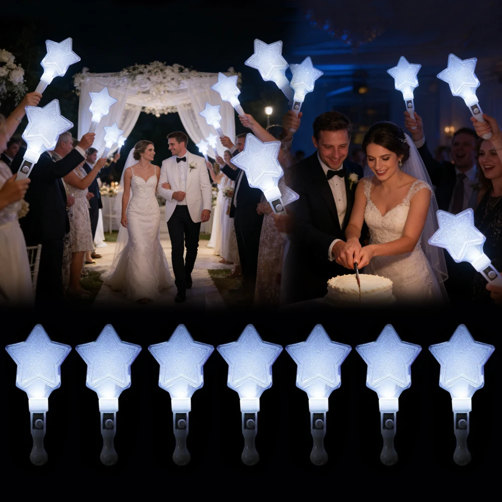 20Pcs Set White Star Stick Led White Fiber Optic Lightstick - Party Supplies for Singles, Wedding Glow Party Favors, Suitable