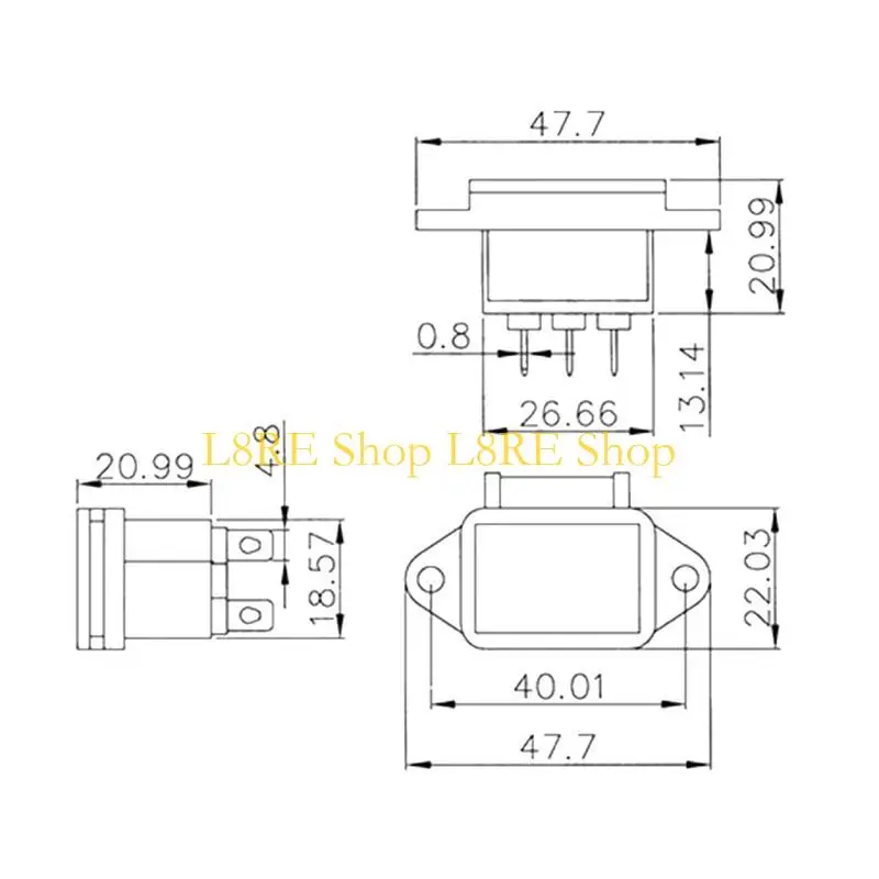 L8RE AC 250V 10A IEC320 C14 수컷 전원 코드 흡입구 소켓