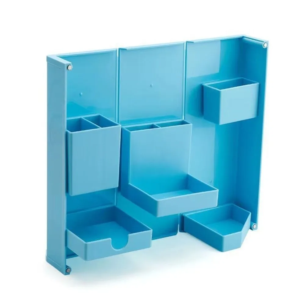 

Detachable Compartment Foldable Pen Holder ABS Space Saving Standing Stationery Box Magnetic Multi-grid Cosmetics Storage Box