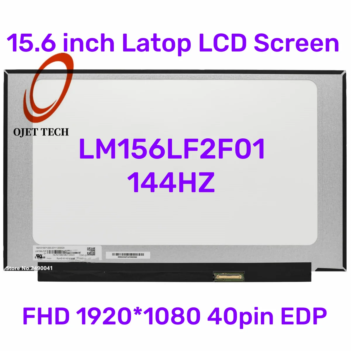 

15.6" 144HZ LED LM156LF2F01 LM156LF2F N156HRA-EA1 NV156FHM-NX3 NV156FHM-NX4 40 Pins IPS Screen FHD 1920X1080