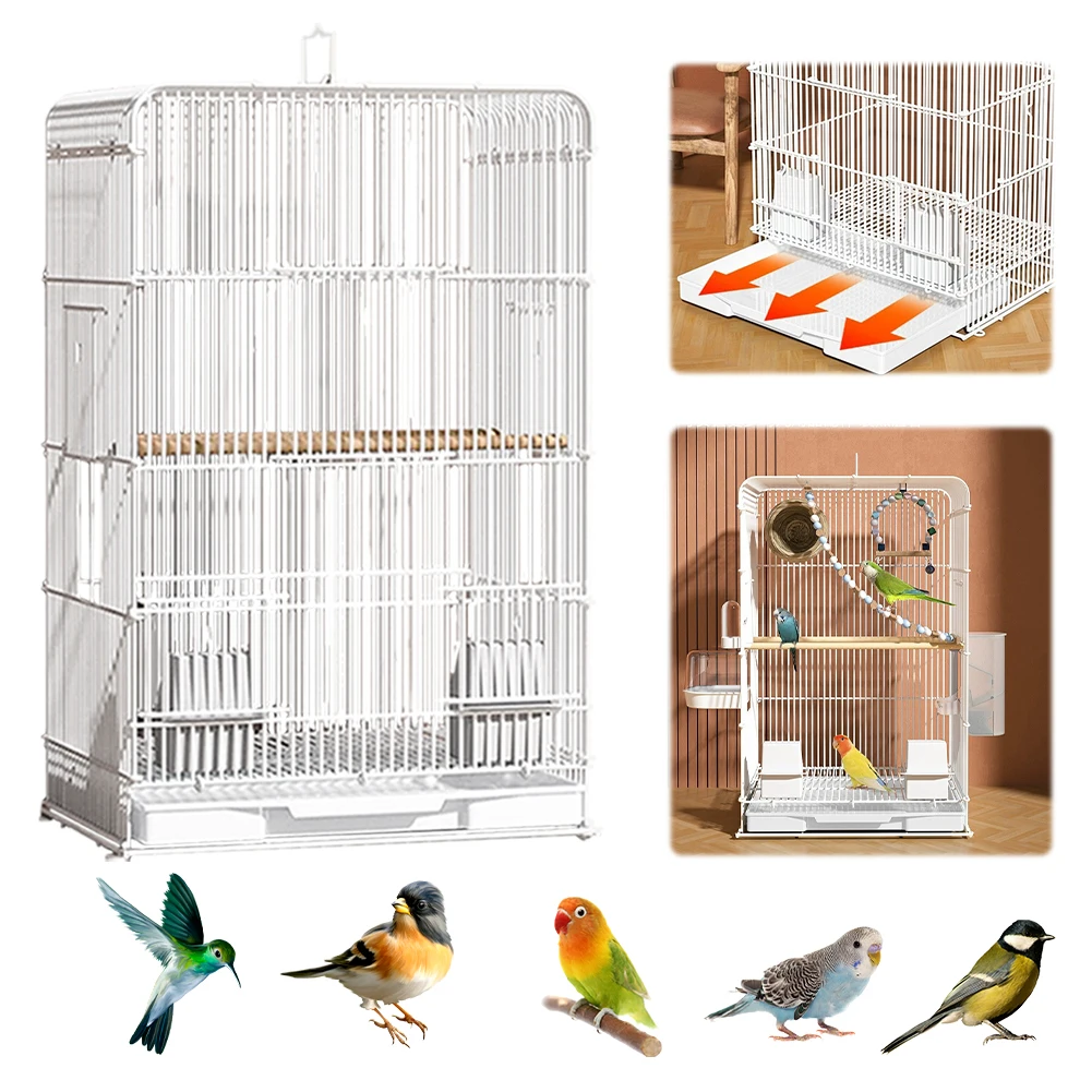 

Бытовая клетка для птиц, легкая клетка из кованого железа, съемный поднос, клетка для разведения птиц для дома и улицы, домашнее кормление птиц