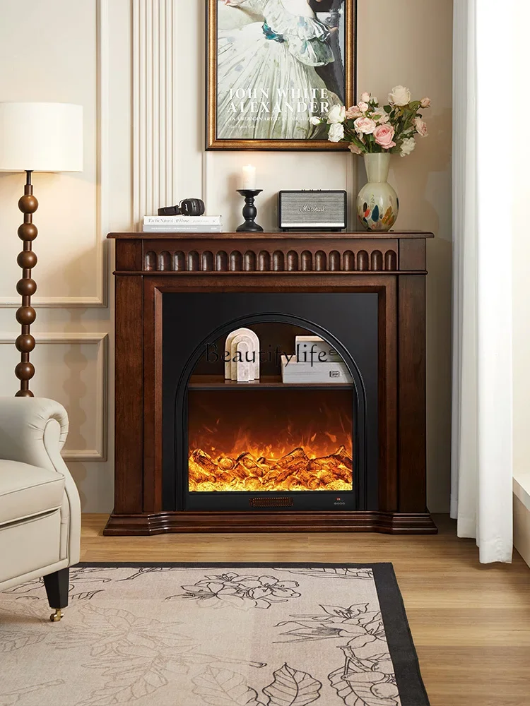 

45French fireplace decorative cabinet living room flame simulation fire antique door cabinet