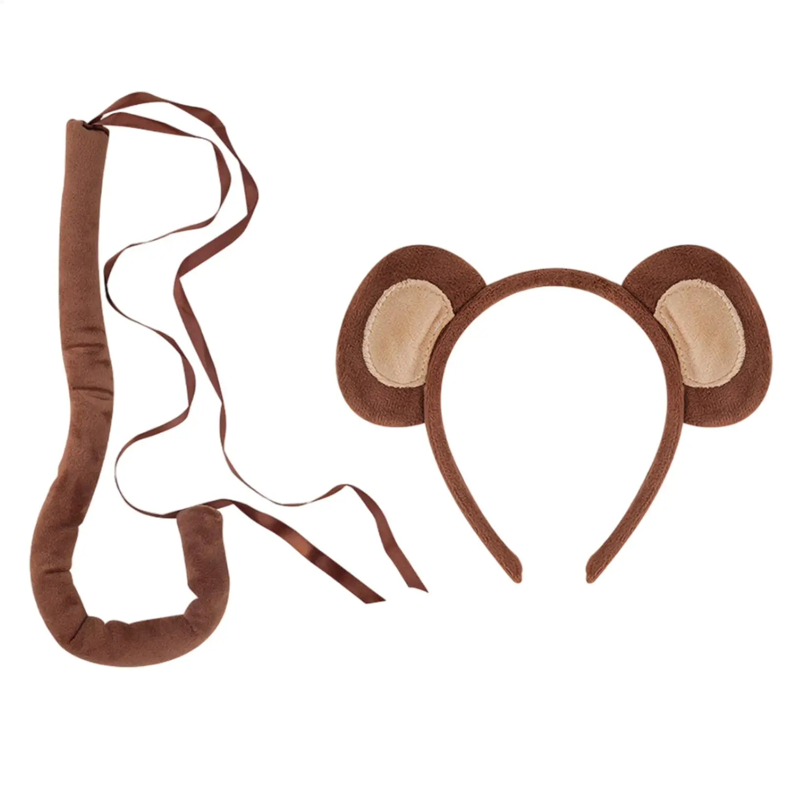 Monkey Ears and Tail Monkey Costume Accessory Kit Fashionable Halloween Animal Ears Cosplay Costume Comfortable Halloween Monkey