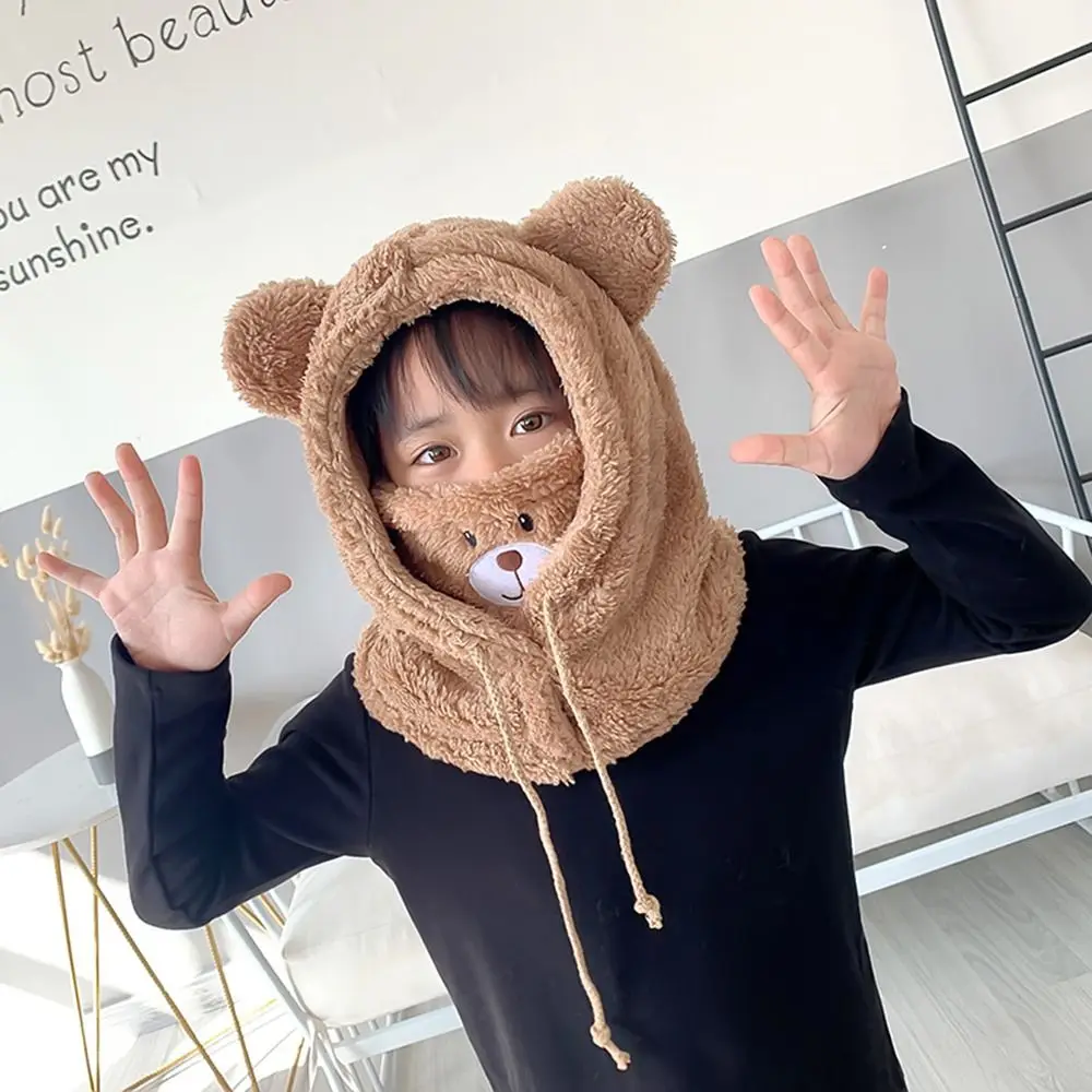 قبعة عصرية على شكل آذان الدببة القطيفة سميكة مقاومة للرياح قبعات شتوية كرتونية تحافظ على الدفء قبعة بيني للنساء والفتيات