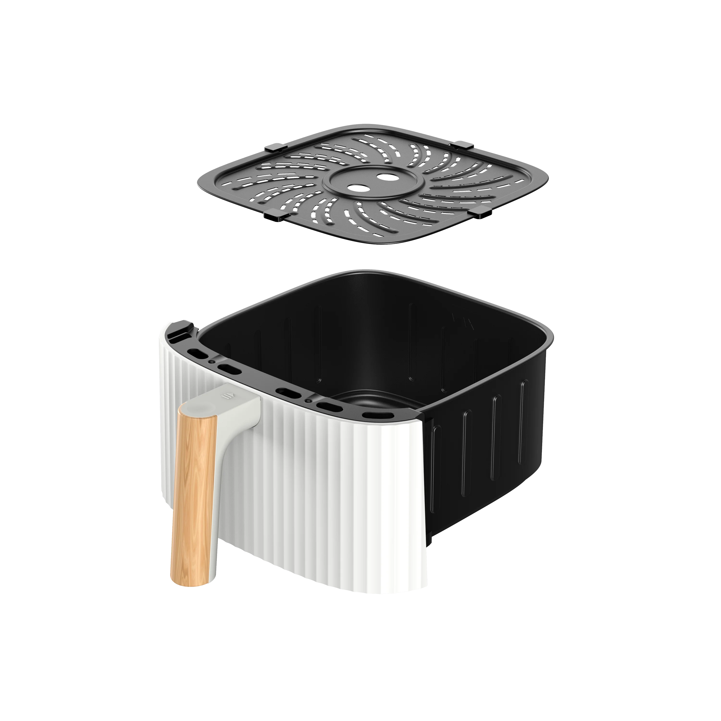 مقلاة هوائية بتصميم عصري لعام 2025 - مقلاة هوائية كهربائية احترافية باللون الأبيض مع وظيفة الإيقاف التلقائي