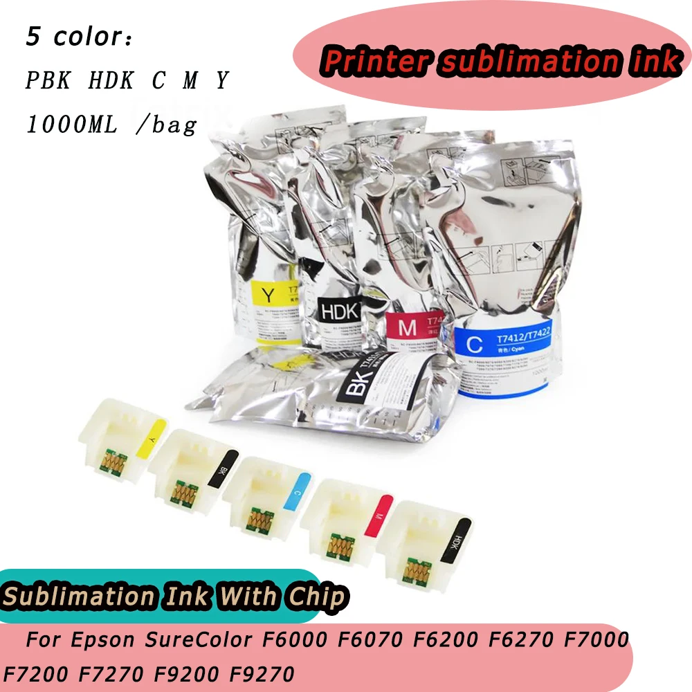 1000ML T7411 T7414 T741X Ink Packs Dye Sublimation Ink Pack For Epson SureColor F6000 F6070 F6200 F6270 F7000 F7200 F7270 F9200