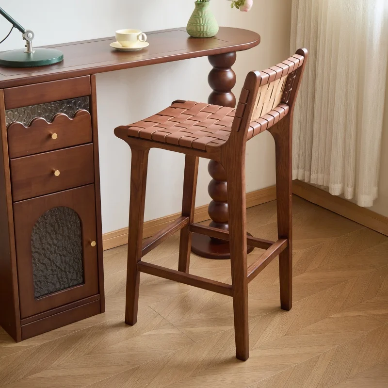 

Cream Wood Bar Stools Living Room Nordic Minimalist Relaxing Barstools Comfortable Aesthetic Bancos De Bar Trendy Furniture