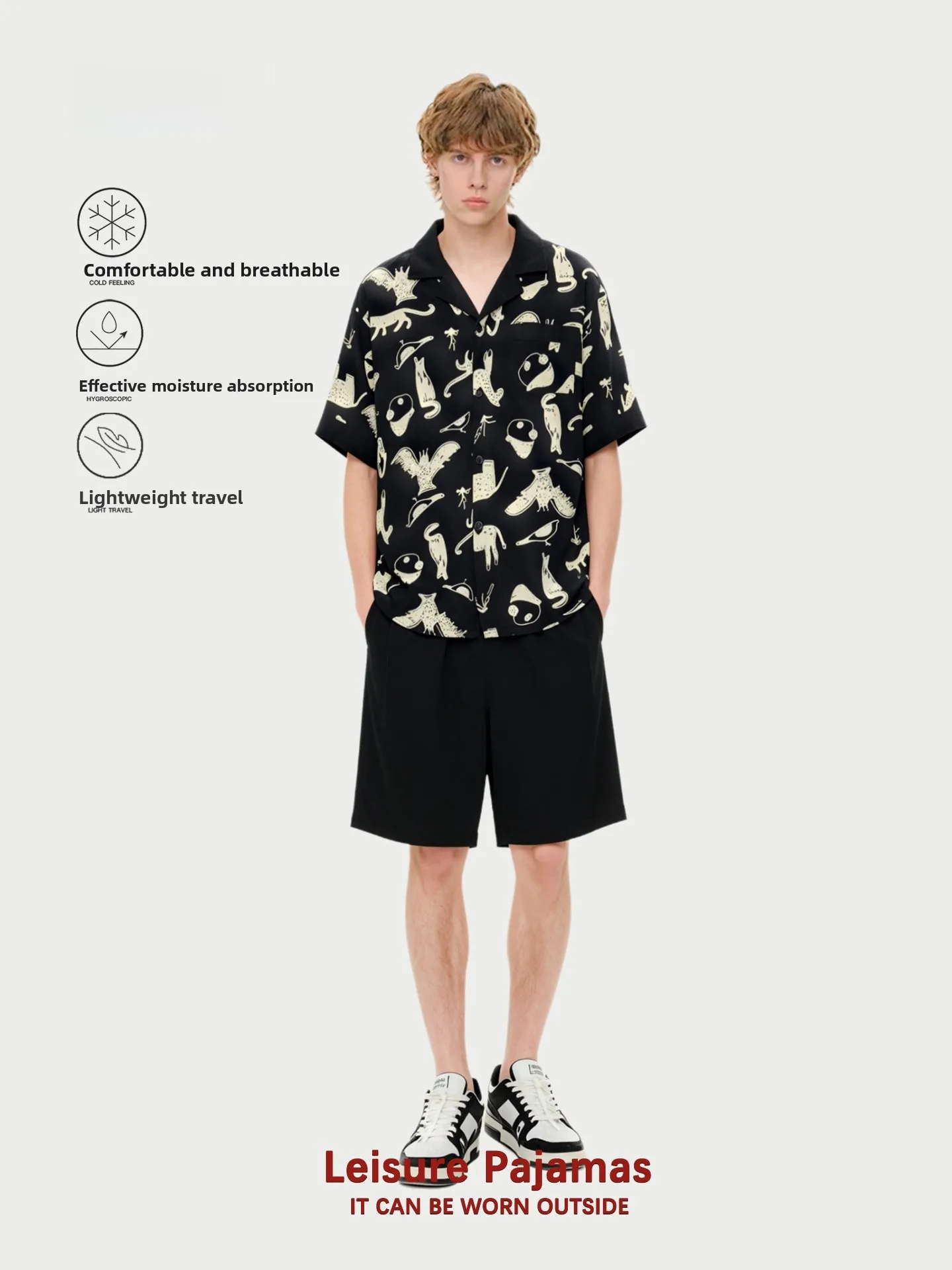 sinsi-conjunto-de-pijama-de-verano-para-hombre-manga-corta-ligero-de-algodon-puro-con-dibujos-animados-informal-comodo