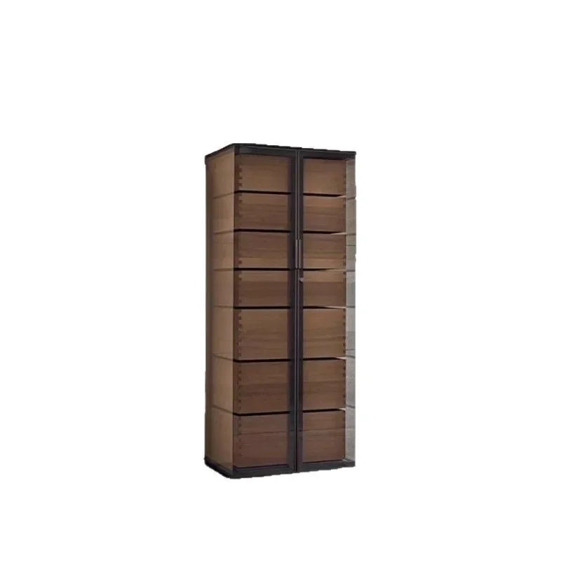 

Italian minimalist seven-chest cabinet tempered glass transparent decorative cabinet, storage cabinet