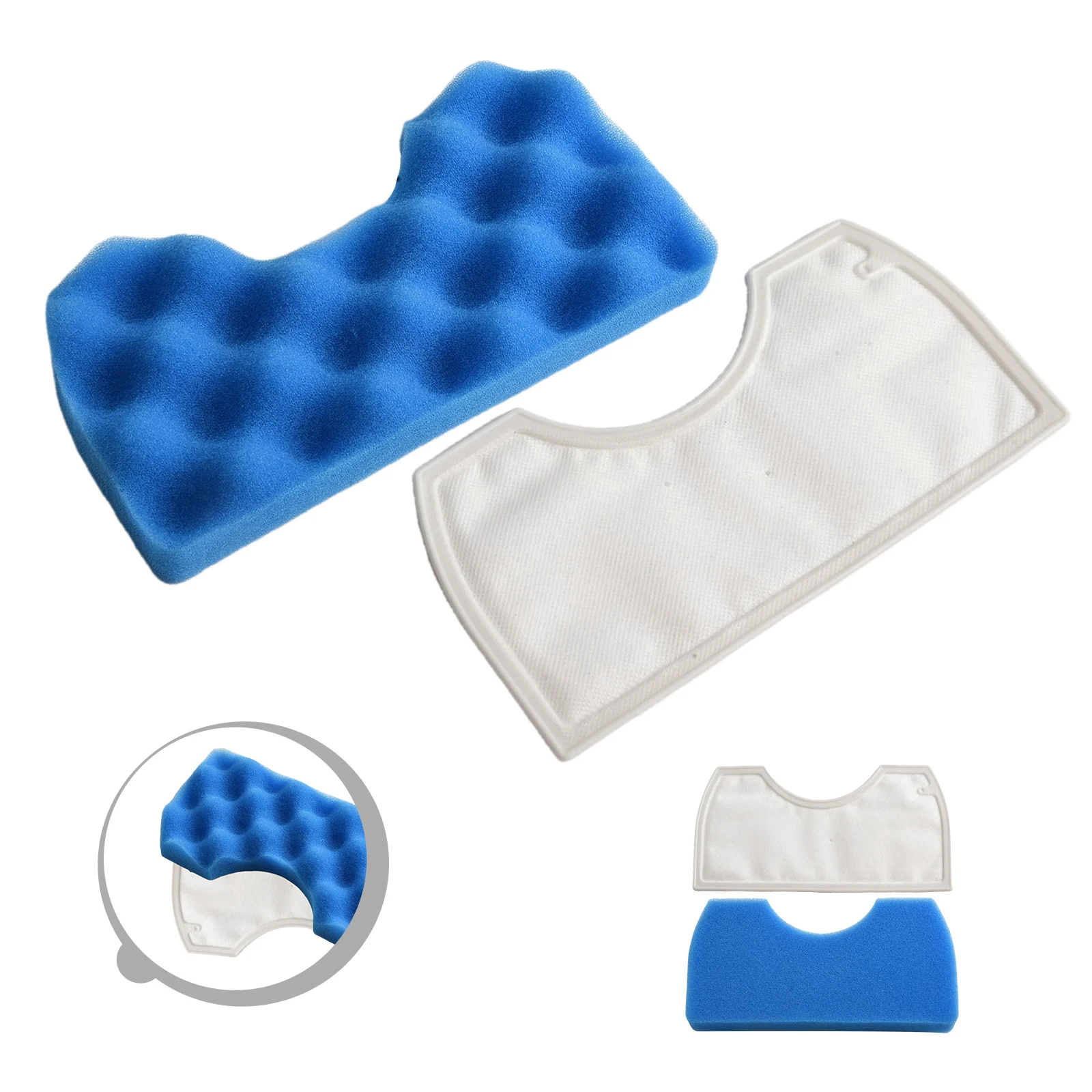 Vacuum Cleaner Filter Kit Foam Rubber Cotton For For Samsung SC43 SC45 VC08QHNDC6B Replacement Parts Accessories Blue White 2pcs