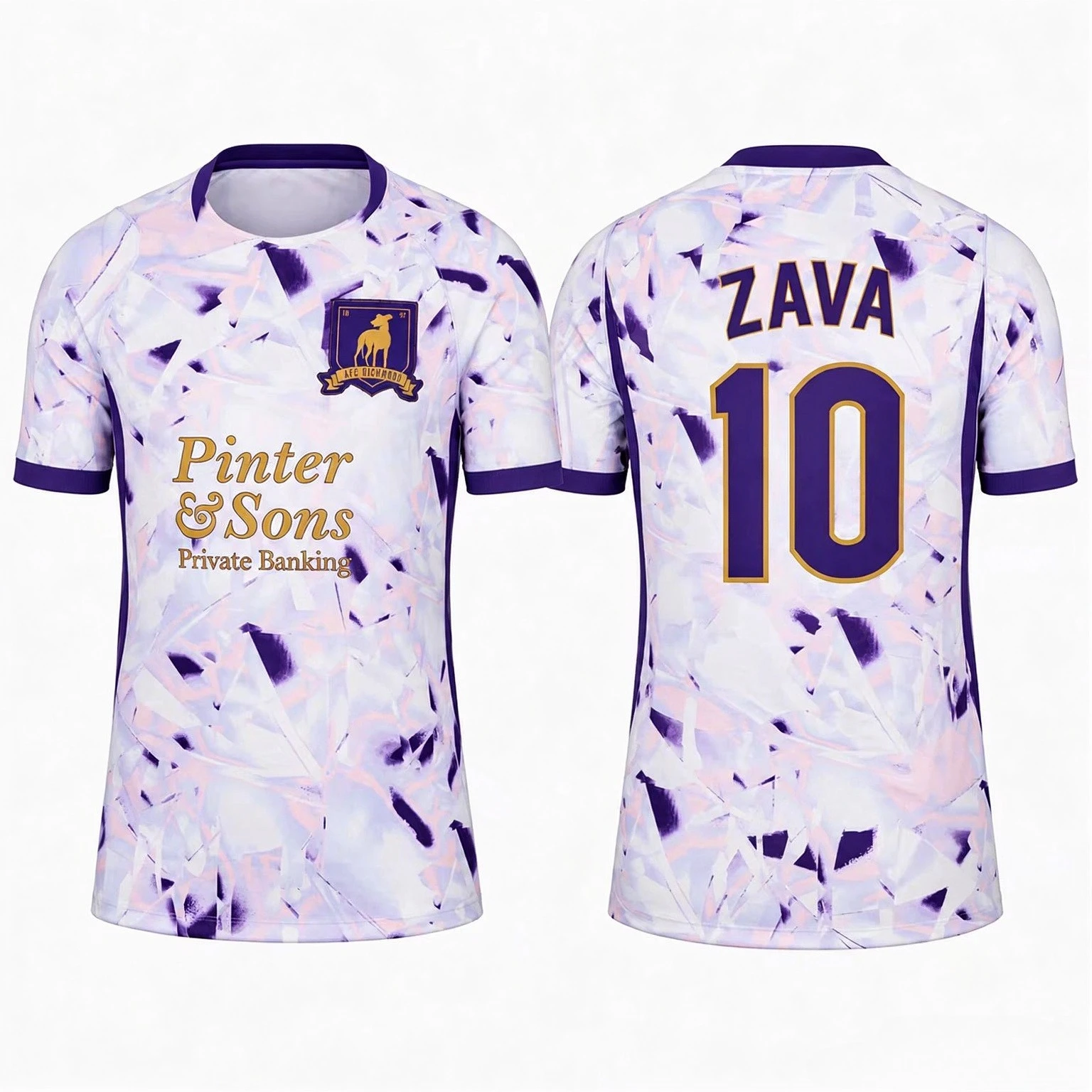 2027 Richmond Zava 10 Away Soccer Jersey White Purple Football Fan Shirt Men Women TV Series Sports Top