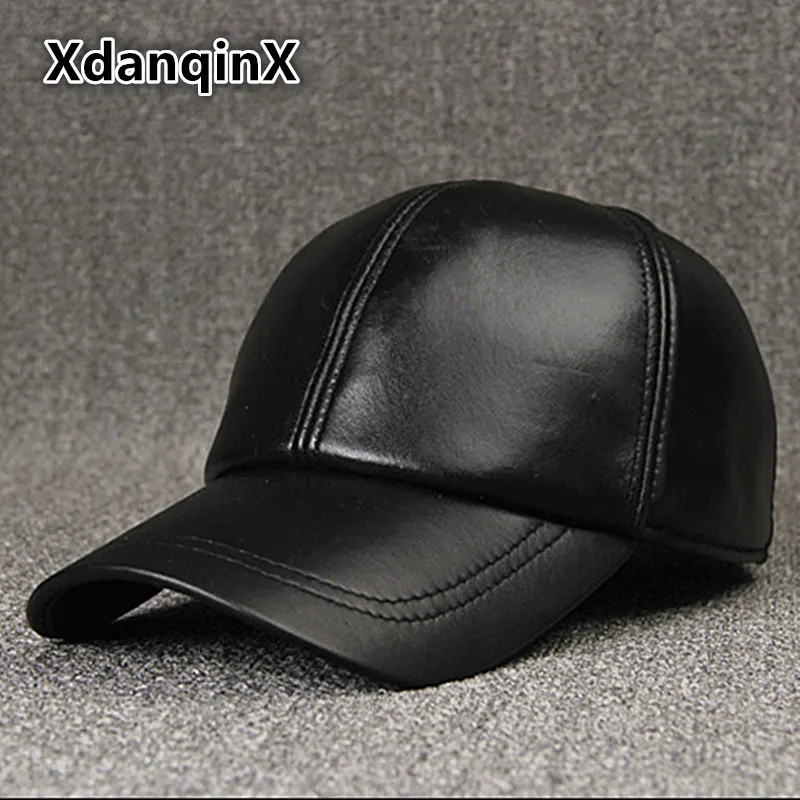 New Autumn Winter Genuine Leather Cap Warm Plush Fluffy Thickened Baseball Caps Men's cap Sheepskin Leather Hats gorras 모자 кепка