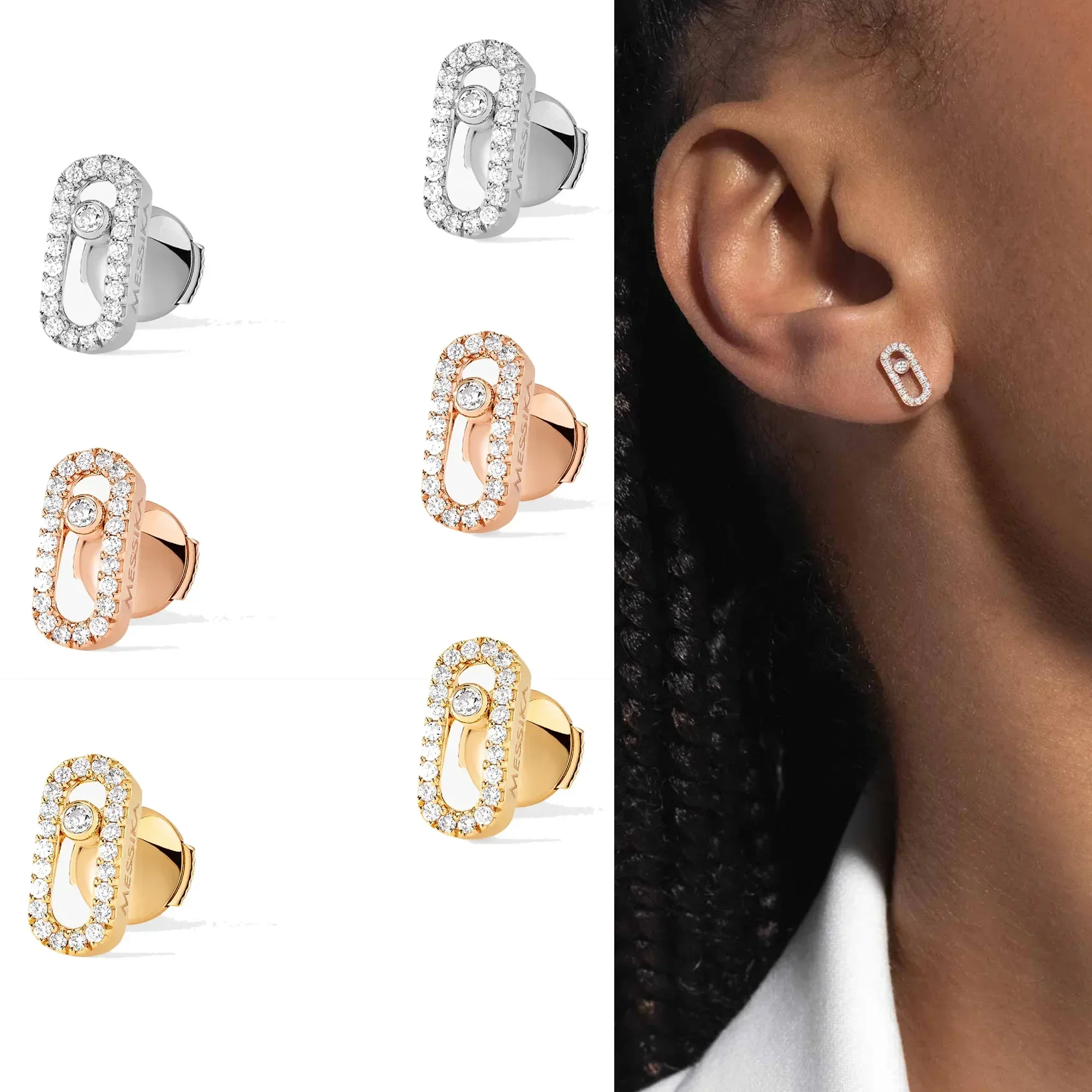 

GM Classic European and American niche Messi studded with diamonds, exquisite high-end fashionable women's earrings
