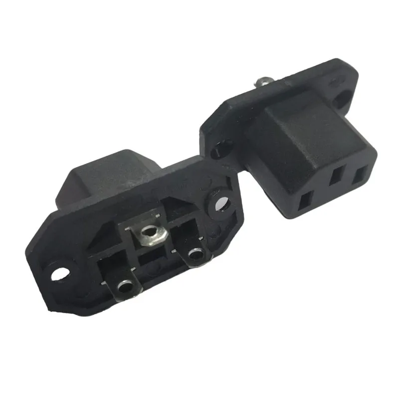 2PCS Black IEC320 C13 female industrial outlet embedded PDU cabinet AC Receptacle Connector AC Power Socket with ear/screw hole