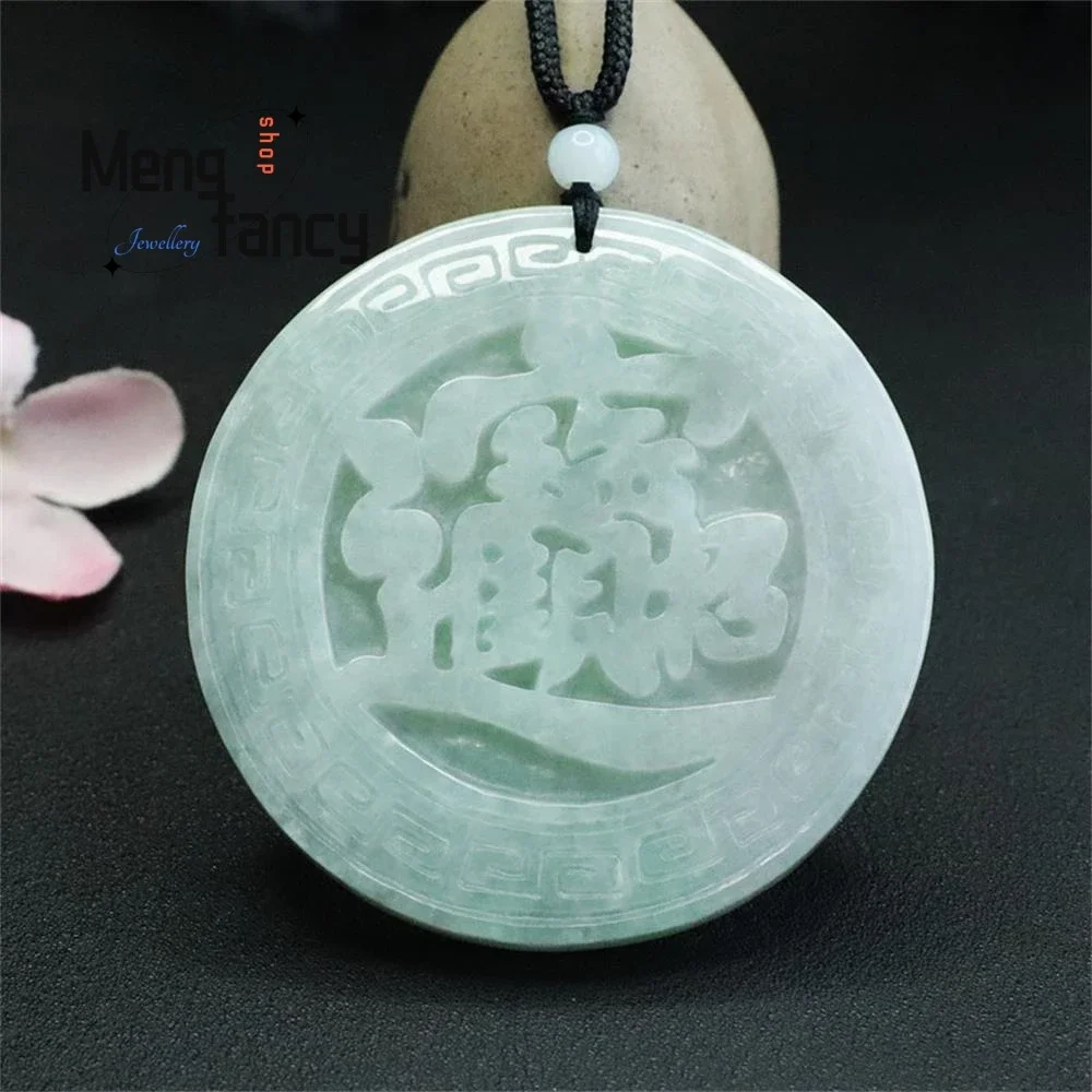 

Natural Jadeite Round Zhaocai JINBAO Pendant Exquisite Elegant Simple High-grade Handicraft Luxury Quality Jewelry Holiday Gifts