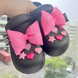 Large Bow Pink Love Set Shoes Charms Accessories DIY Fashion Women's Personalized Sandals Decorative Shoe Buckle Accessories