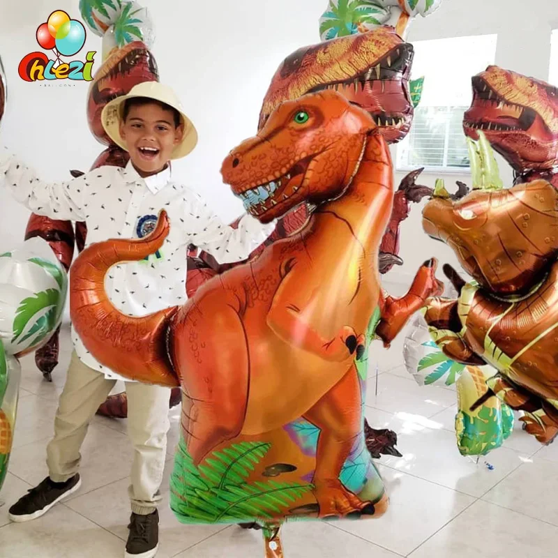 1pcs Tyrannosaurus Raptors Triceratops Jurassic Dinosaur Big Size Balloons Boy' Birthday Party Decor Baby Shower Helium Glob