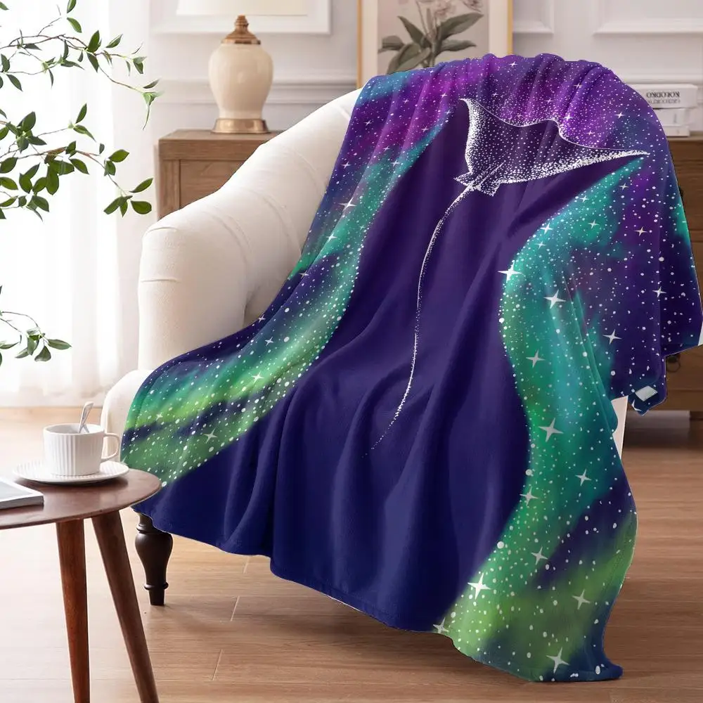 Star Collector Northern Lights Throw Soft Flannel Throw Summer AC Blanket Lightweight Cool Nap Blanket for Sofa Bed Couch Travel