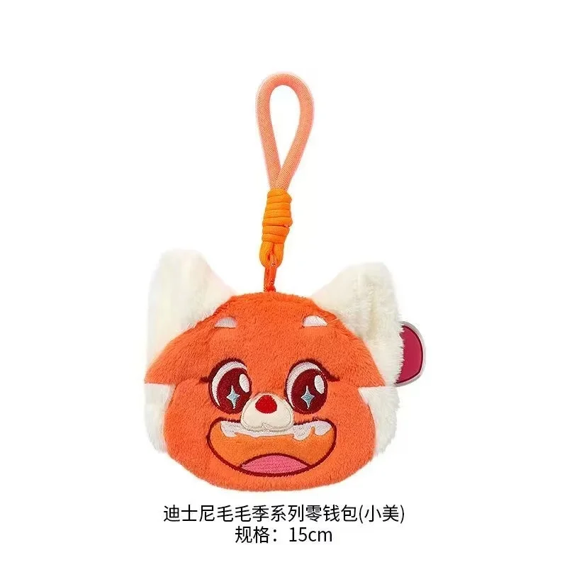 Portamonete con Cerniera in Peluche Disney Topolino Meilin Mei Lee da 15 cm, Portachiavi con Cordino in Nylon, Ornamento da Appendere al Zaino, Regalo per Amici e Festività