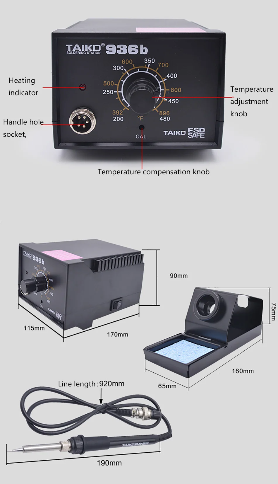 TAIKD 936b 220V 60W Constant Temperature Welding Station High-Quality Electric Iron Replacement Pcba Repair Tool EU Plug