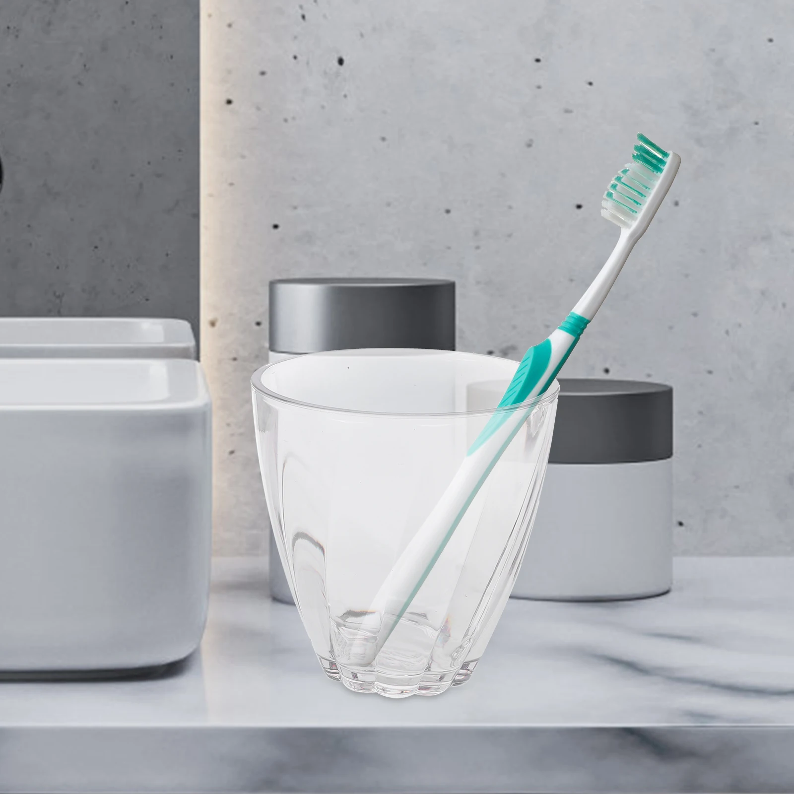 

6pcs 310ml Mouthwash Cups Drinking Cups Toothbrush Holders Plastic Gray Simple Wave Kitchen Bathroom Reusable Travel Mugs Safe