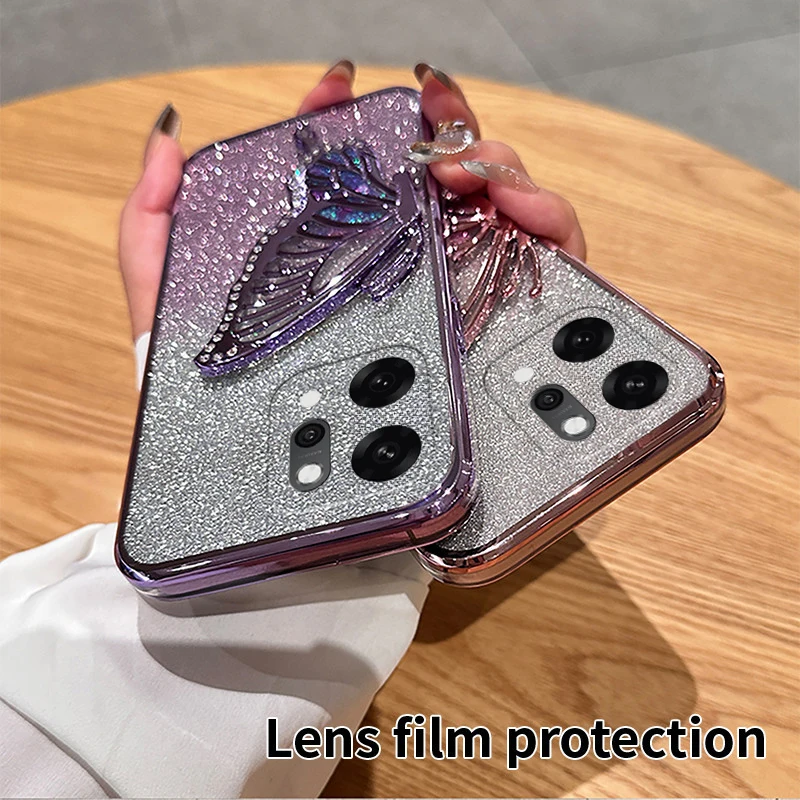 

Flowing sand butterfly Glitter Case For OPPO Reno 14 Pro 5G 14F Cover Shockproof Case For OPPO Reno 14 Pro 14F 5G
