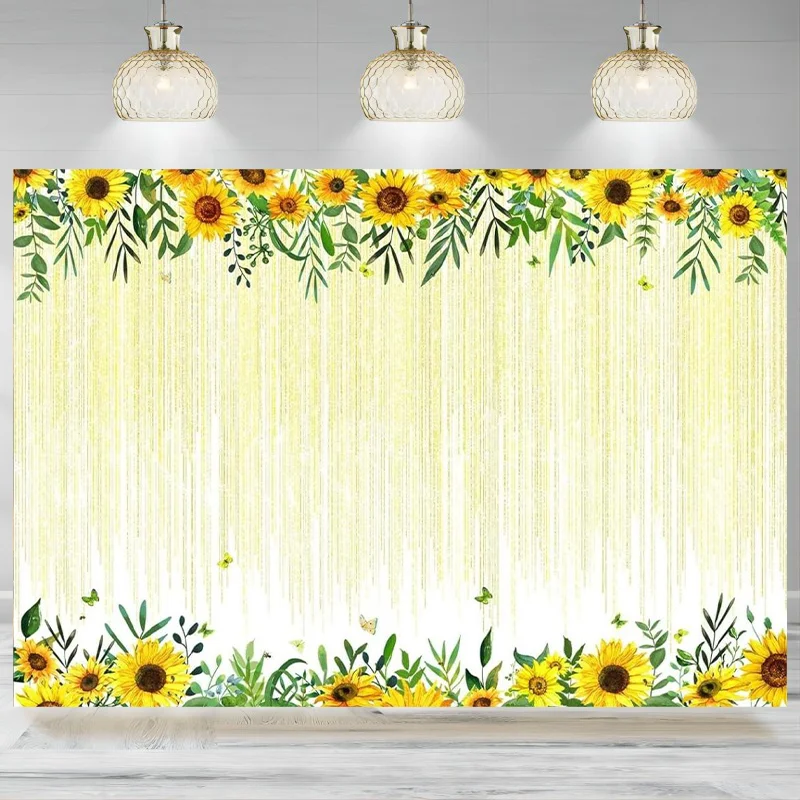 Sunflower Backdrop Sun Flower Birthday Party Fall Decorations Wedding Graduation Background Banner Bridal Shower Photographic